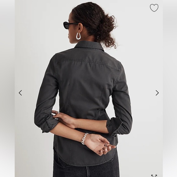 Madewell Size 10 Grey Fitted Dart Button Down Heavyweight Shirt NWT Canvas Chore - Picture 3 of 12